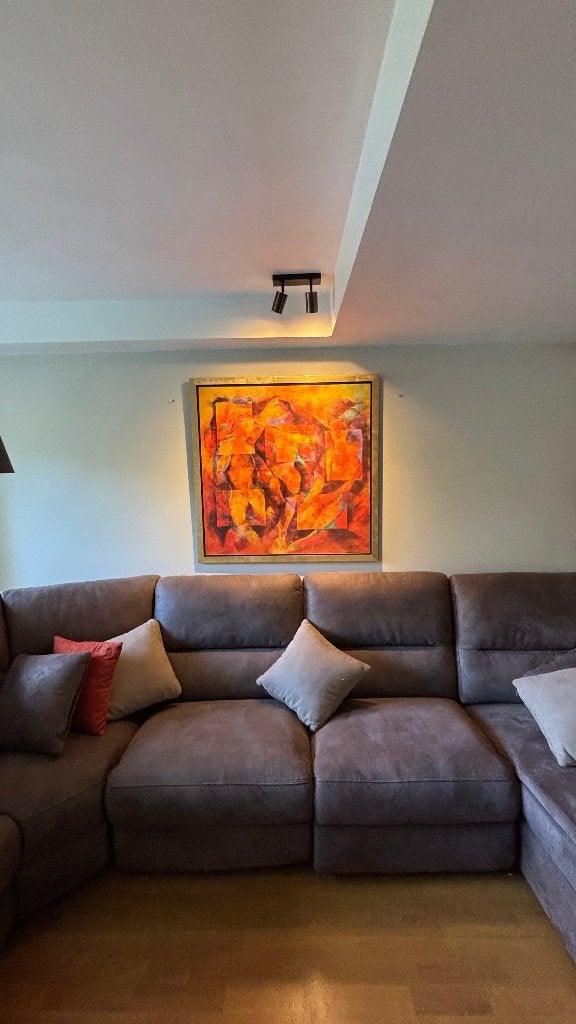 peinture moderniste — tons chauds — encadrée, Enlèvement, Comme neuf, Peinture
