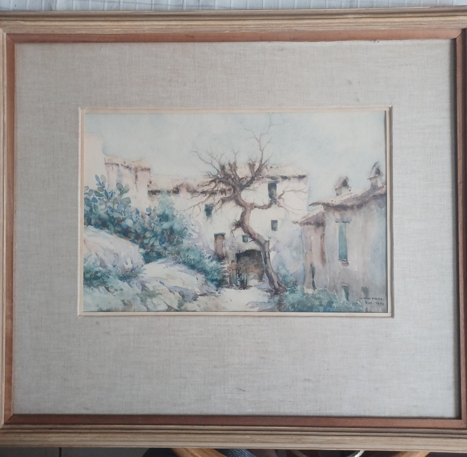 Eze village Isidore Van Mens, Antiquités & Art, Art | Dessins & Photographie, Enlèvement, Aquarelle, Signé