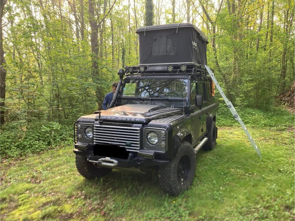 Land Rover Defender 110, Lichte vracht, Camper!!, Auto's, Zwart, Zwart, Leder, Defender