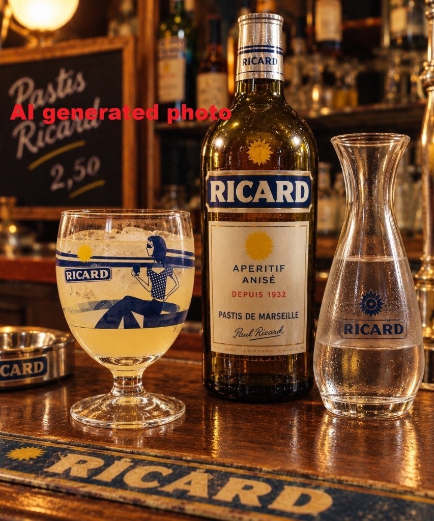 Verre Ricard vintage avec dame bleue (années 80/90) —, Enlèvement ou Envoi, Neuf, Autres types