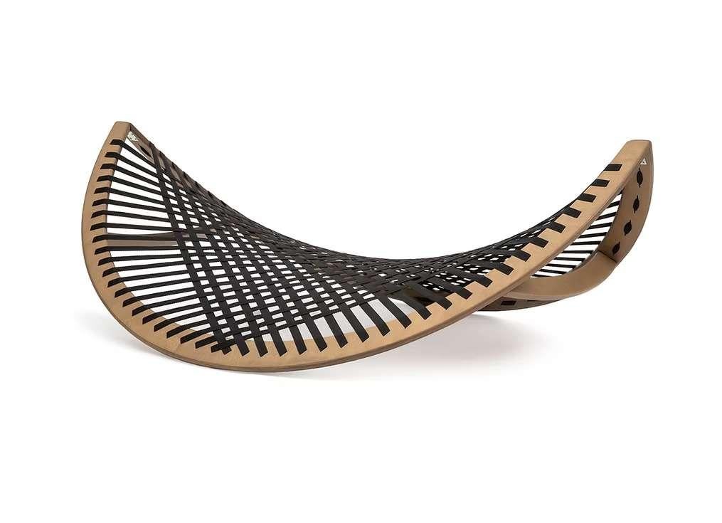 Aggy design ligstoel Panama Banana Black, Ophalen, Zo goed als nieuw, Hout