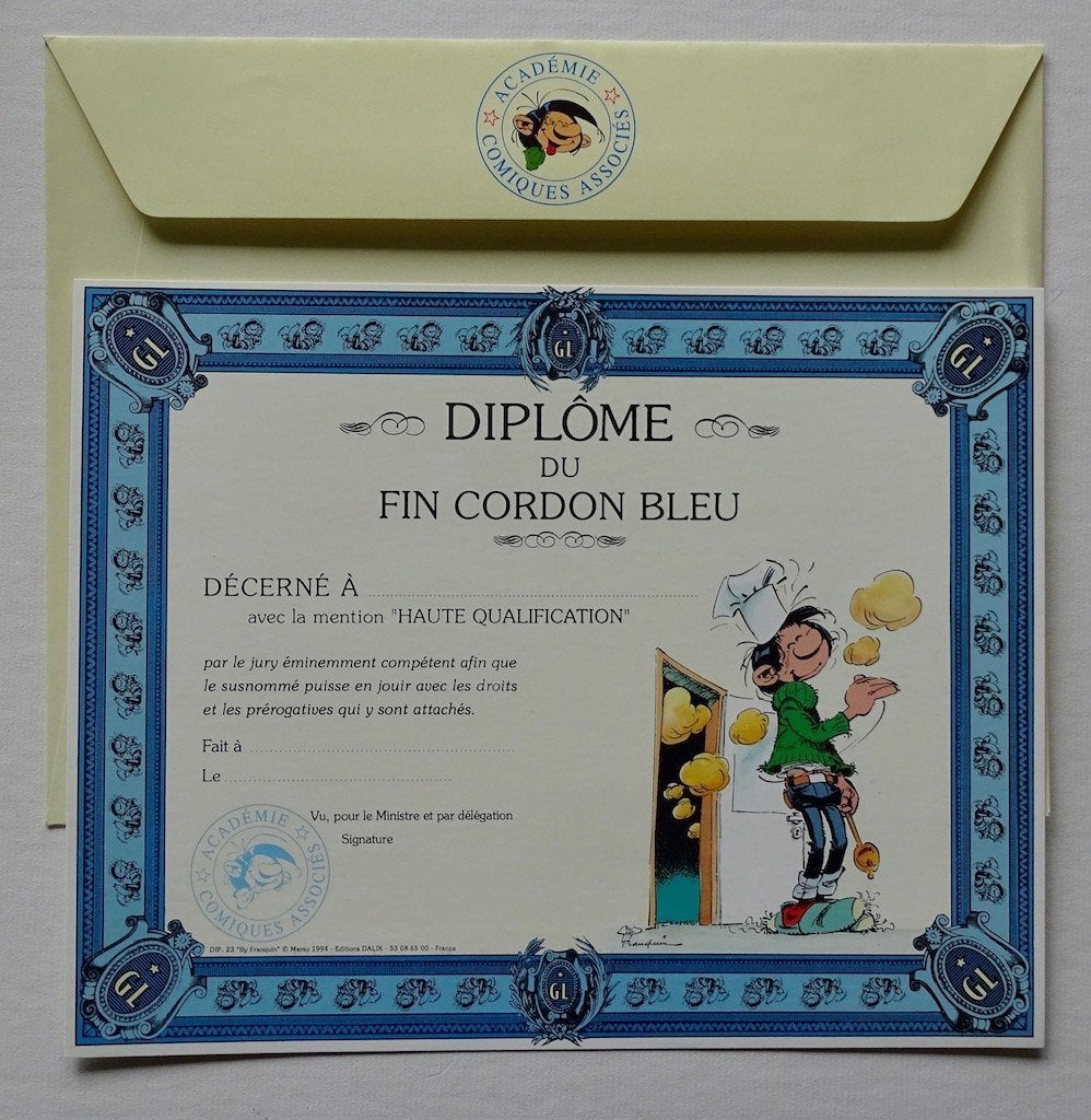 Diplôme Gaston Lagaffe, Collections, Personnages de BD, Enlèvement, Gaston ou Spirou, Comme neuf, Image, Affiche ou Autocollant