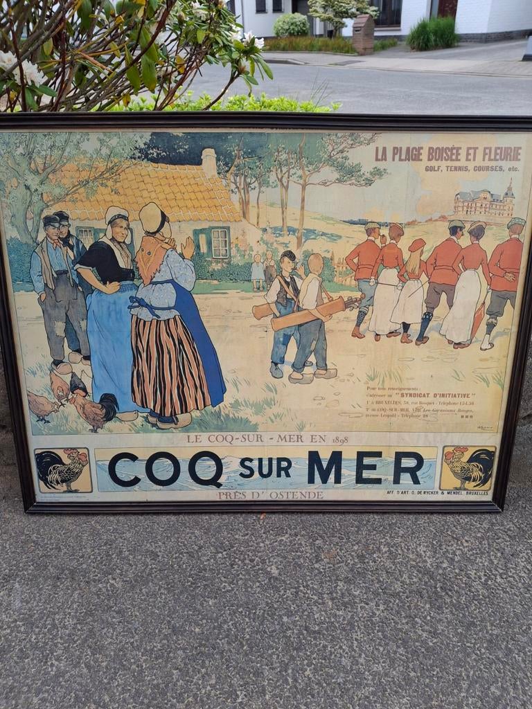 Kader met poster coquille sur mer oude tekening, Ophalen