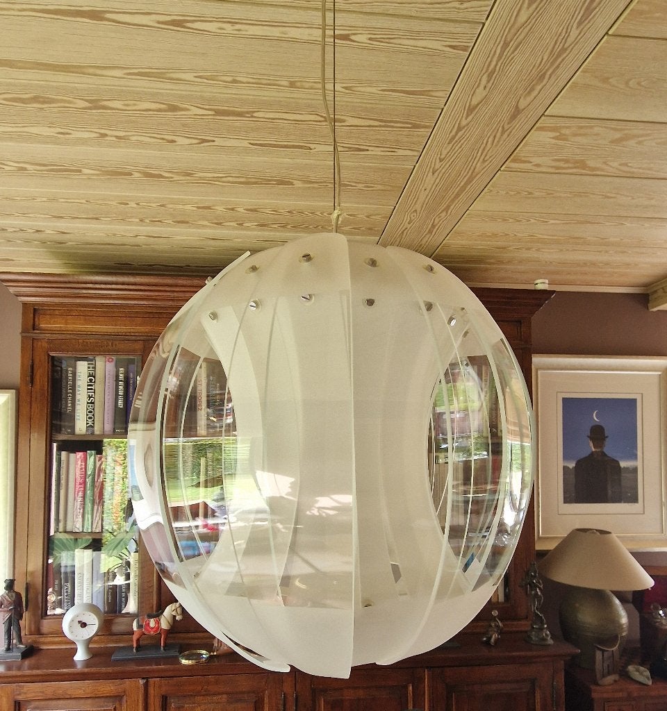 Grote Mid Century Moderne Hanglamp , Design Carlo Ponzio, Antiek en Kunst, Ophalen of Verzenden