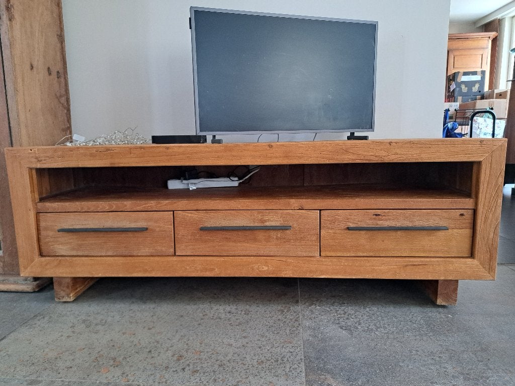 teakhouten tv-meubel, Ophalen, 150 tot 200 cm, Teakhout, Zo goed als nieuw