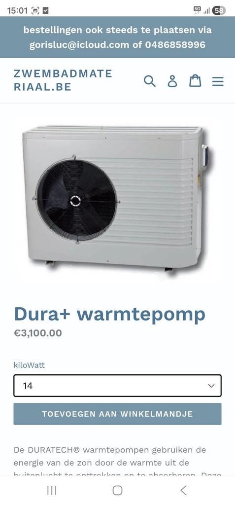 Zwembad warmtepomp 14kw, Enlèvement