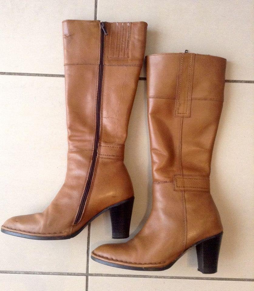 Bruine/cognac lederen hoge laarzen -Styled in Italy- Maat 37, Kleding | Dames, Hoge laarzen, Overige kleuren, Ophalen of Verzenden