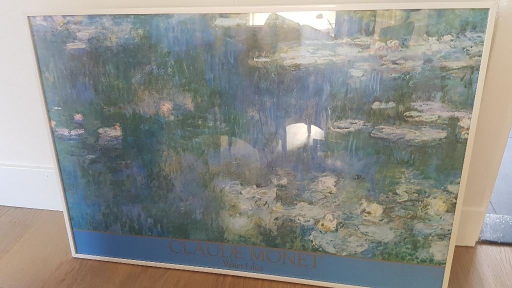 Poster in glas ""Claude Monet - Water Lilies", Ophalen, Met lijst, Rechthoekig Liggend, Zo goed als nieuw