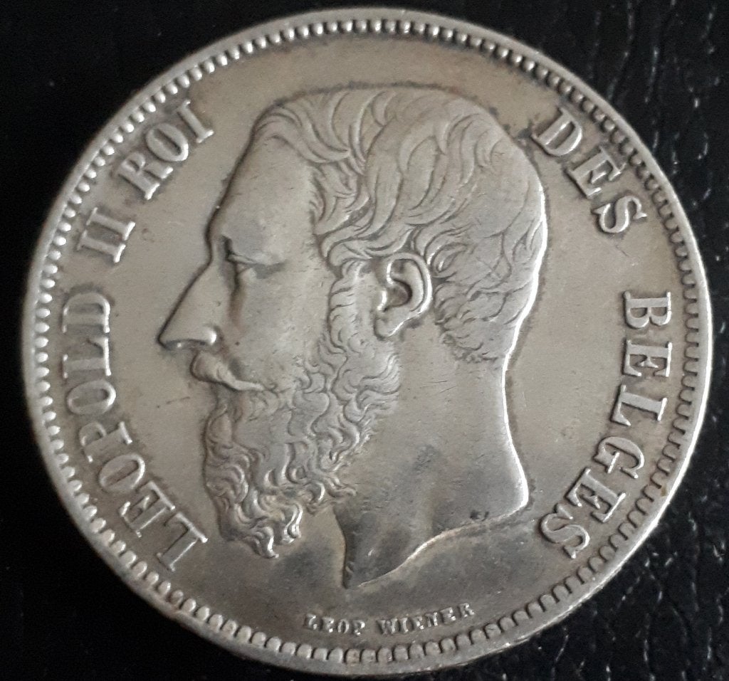 BELGIUM / 5 FRANK 1873 KM 224 XF, Postzegels en Munten, Ophalen of Verzenden, Zilver, Losse munt
