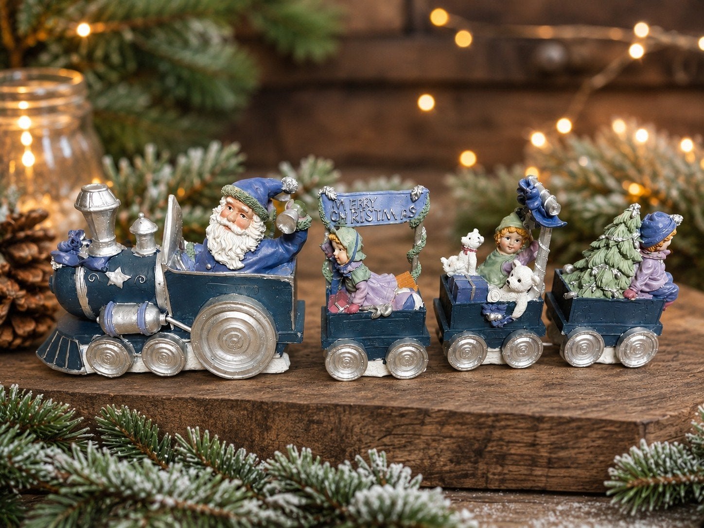 Prachtige vintage kersttrein met Santa & kerstfiguren – 4-de, Enlèvement ou Envoi