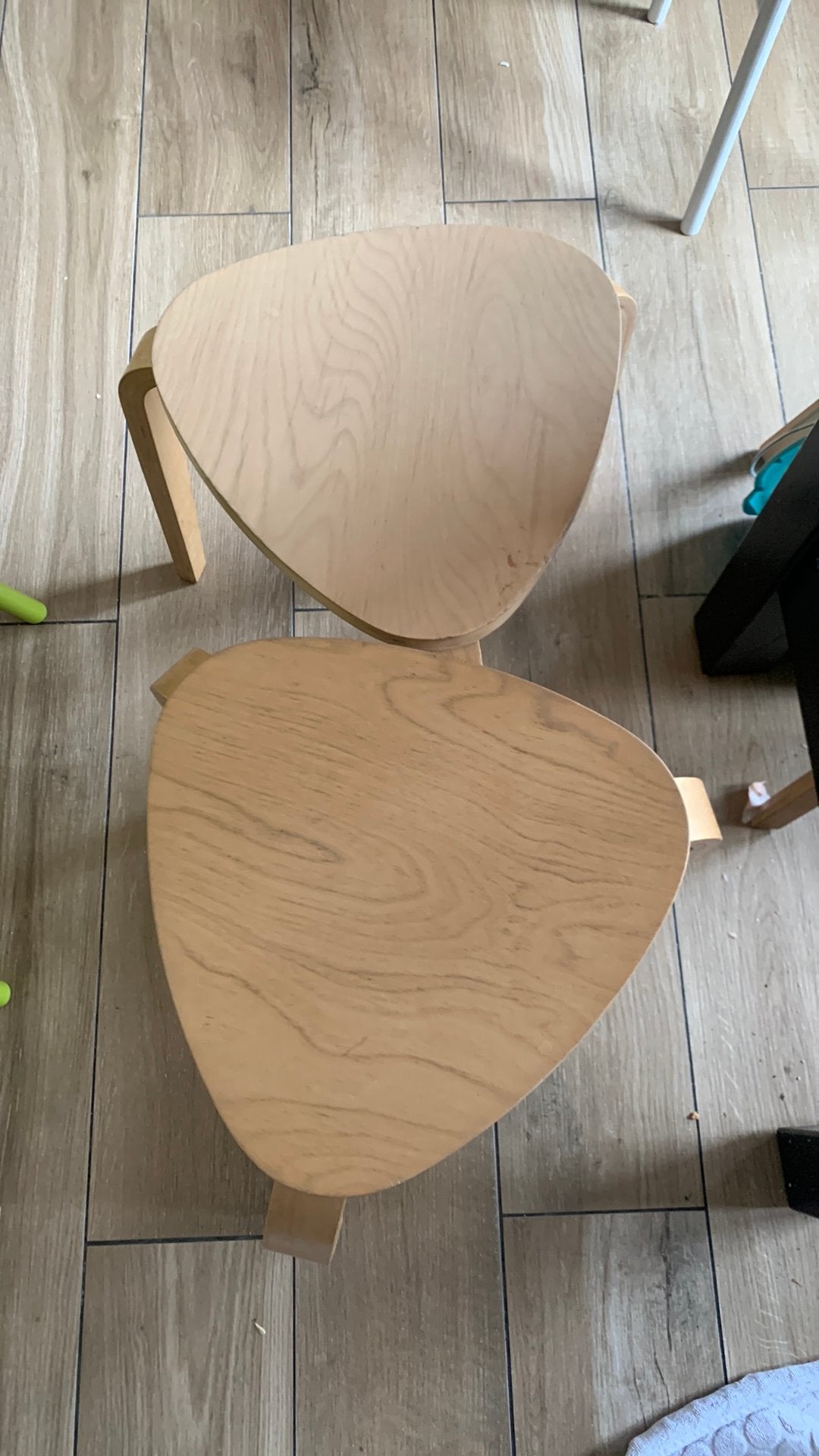 Lot de 2 tabourets design en bois courbé style scandinave, Enlèvement, Utilisé
