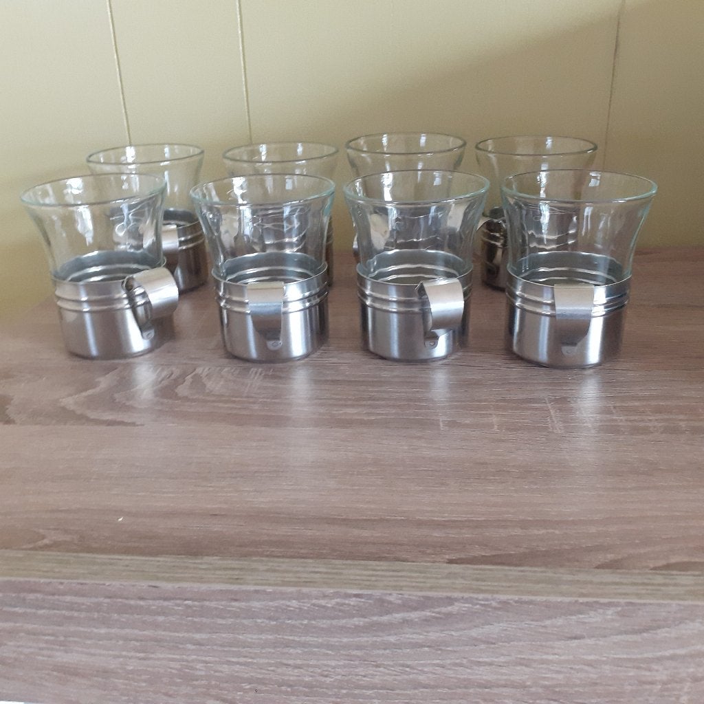 8 glazen thee of koffie glaasjes, Ophalen of Verzenden