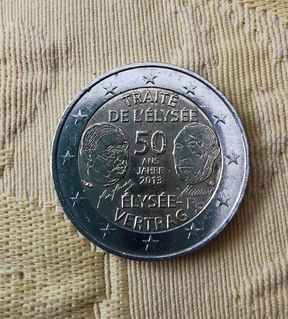 Twee euromunt Traité de L'Élysée. 50 ans jahre RF 2013., Postzegels en Munten, Ophalen of Verzenden, Frankrijk, 2 euro, Losse munt