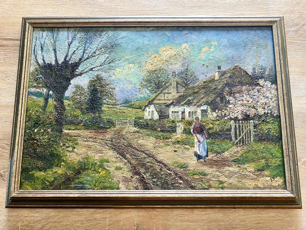 Peinture à l'huile - artiste J.V., Enlèvement