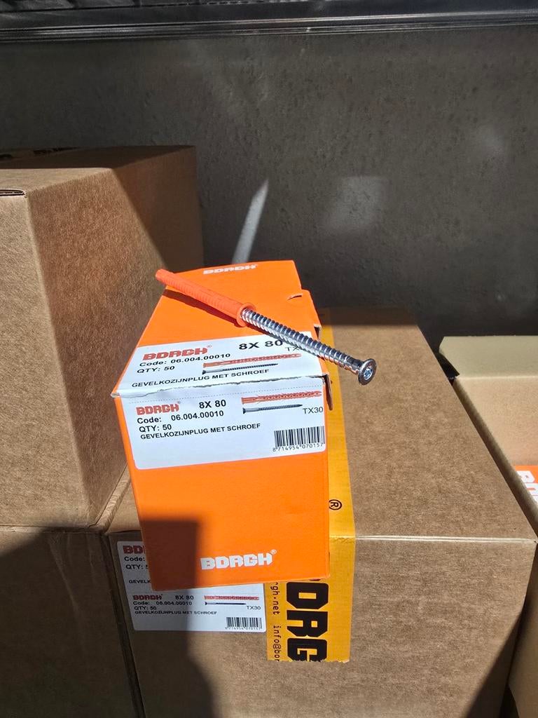 Borgh gevelkozijnplug met schroef 8x80 TX30, Doe-het-zelf en Bouw, Ophalen of Verzenden