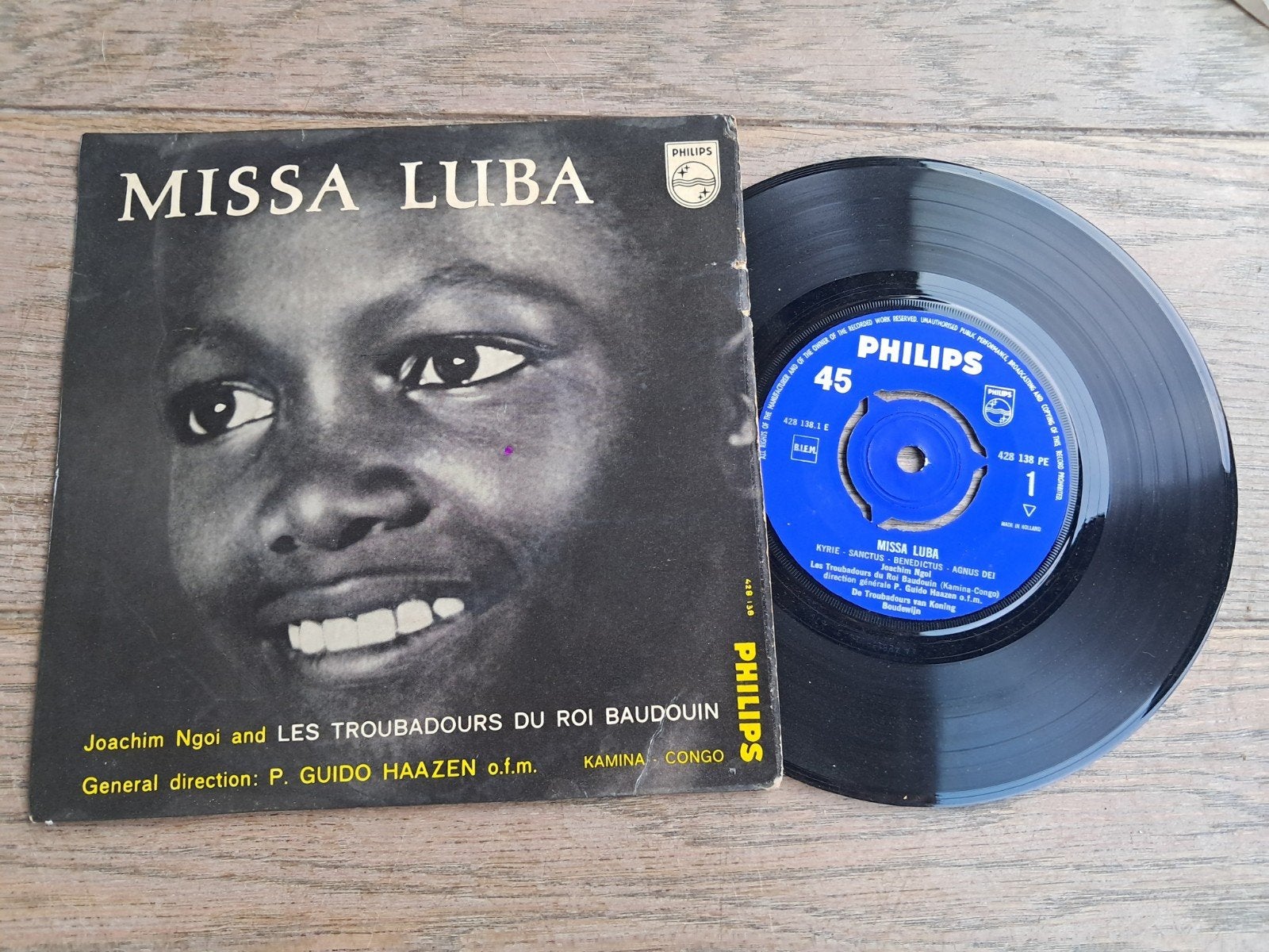 Single : de troubadours van koning Boudewijn,  Missa Luba, Ophalen of Verzenden