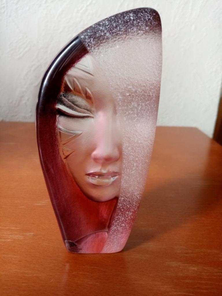 Kristallen maskersculptuur “Batzeba” van Mats Jonasson/Zwede, Antiek en Kunst, Ophalen of Verzenden