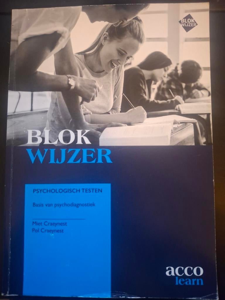 Blokwijzer Psychologisch testen, Boeken, Ophalen, Gelezen, Hoger Onderwijs, Miet Craeynest; Pol Craeynest; Stijn Meuleman