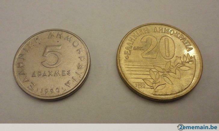20 et 5 drachmes Grèce 1990 TTB en parfait état, Enlèvement ou Envoi, Grèce