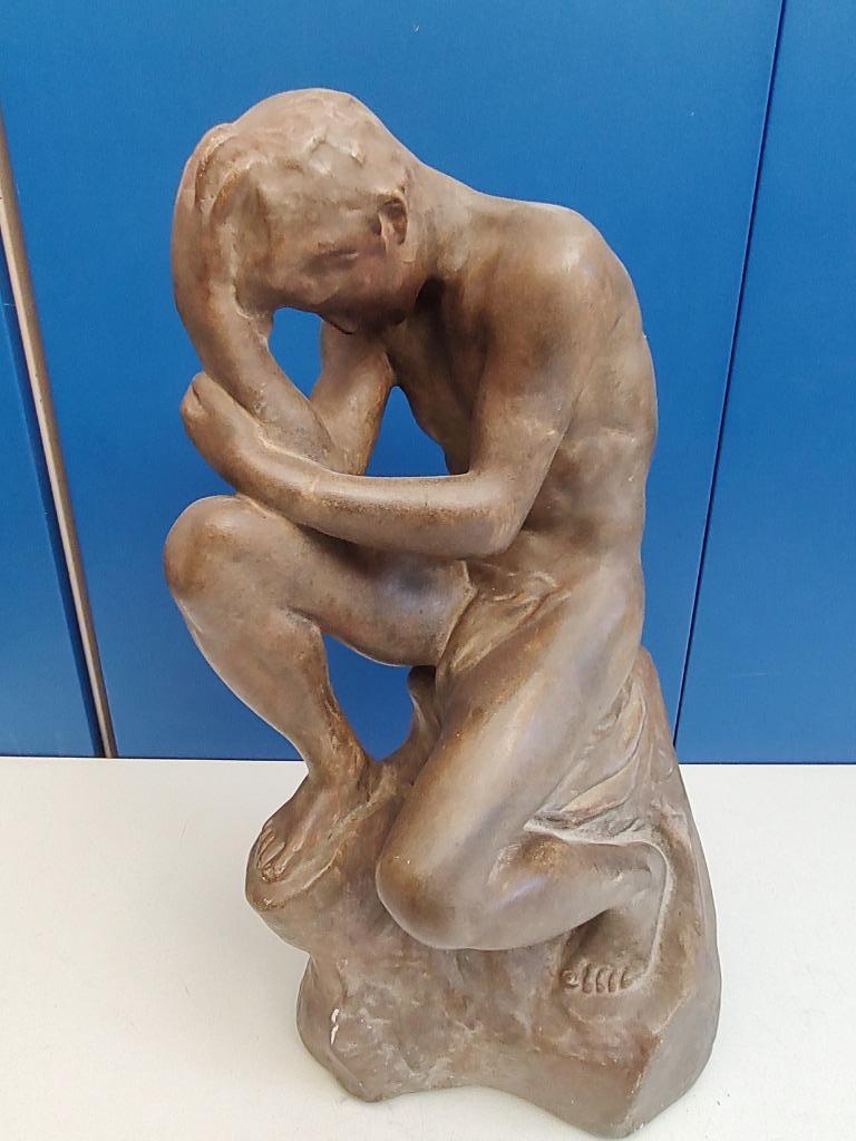 Gipsen "Denker" , hoogte +/- 47 cm, Antiek en Kunst, Ophalen