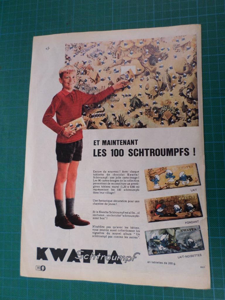 Schtroumpfs - publicité papier "Kwatta" - 1964, Enlèvement ou Envoi, Schtroumpfs, Utilisé, Autres types