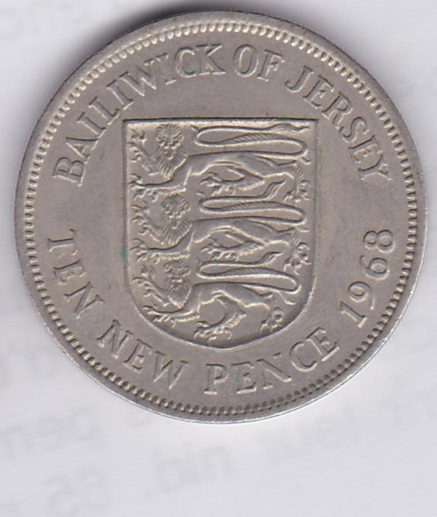Jersey 10 Nieuwe Pence munt 1968, Ophalen of Verzenden, Overige landen, Losse munt