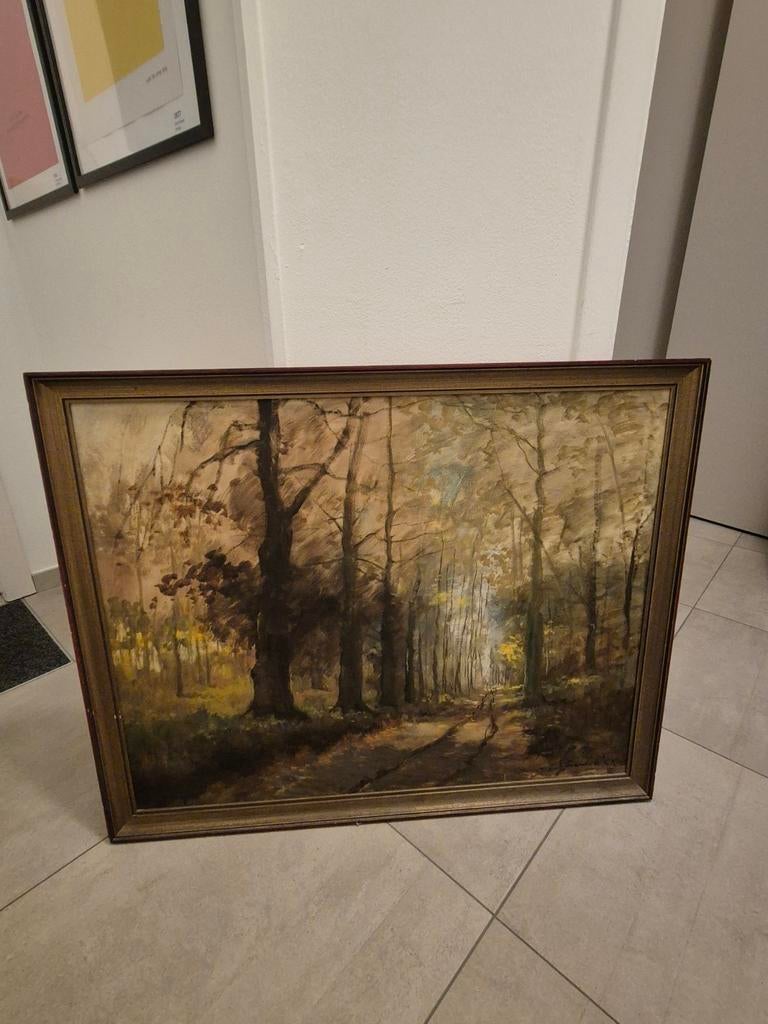 Peinture de paysage forestier de H.J.Pauwels - encadrée, Enlèvement