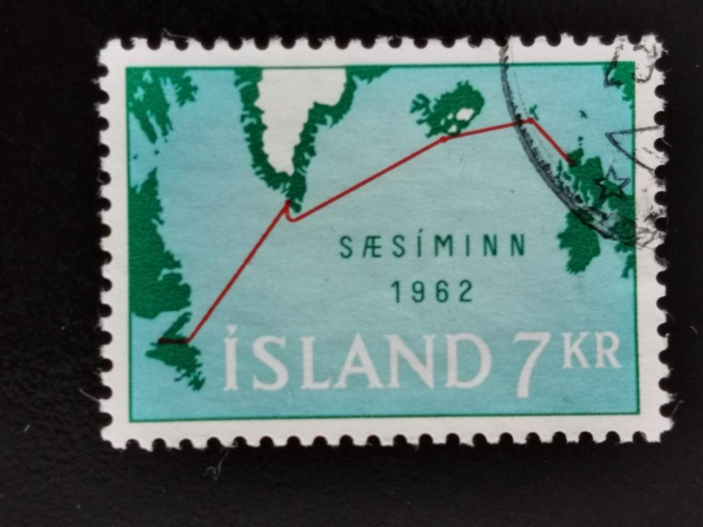 Islande 1962 - carte - câble téléphonique sous la mer, Enlèvement ou Envoi, Islande, Affranchi