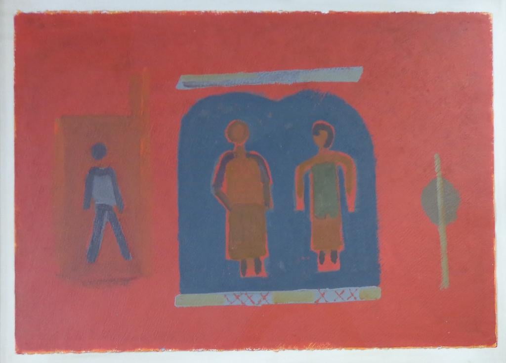 PAUL SEKETE / FIGUREN / OLIEVERF PAPIER / 90x120cm / KADER, Antiquités & Art, Peinture à l'huile, Figures, Signé, Enlèvement