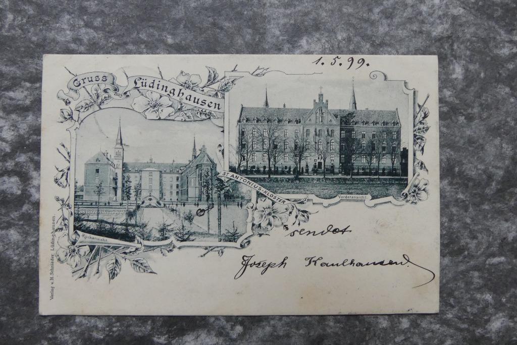 Postkaart 1/5/1899 Gruss aus Lüdinghausen, Duitsland, Verzamelen, Ophalen of Verzenden, Voor 1920, Gelopen, Duitsland