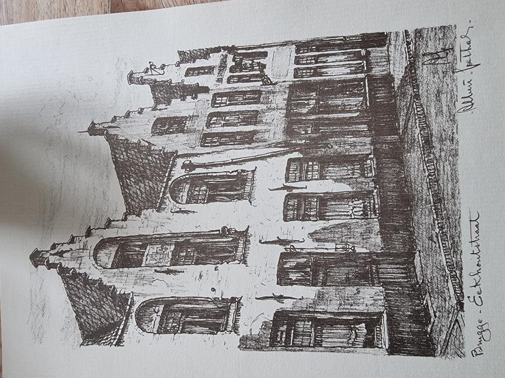 4 tekening brugge, Ophalen of Verzenden
