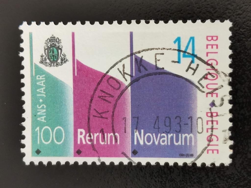 Belgique 1991 - Encyclique Rerum Novarum, Enlèvement ou Envoi, Affranchi