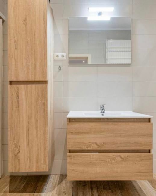 Badkamer meubel compleet ruwe eik, Ophalen, Zo goed als nieuw, 50 tot 100 cm, Overige typen