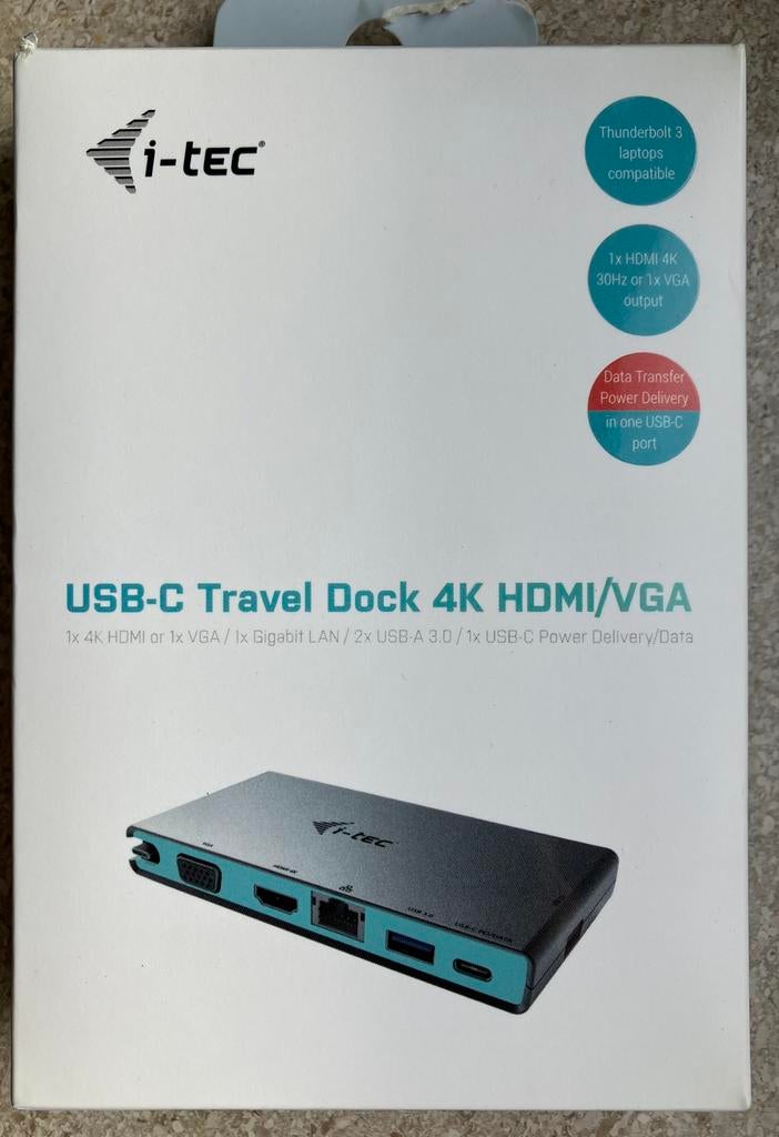 Travel Dock USB-C, 4K HDMI/VGA, neuf, sa boîte + housse, Enlèvement ou Envoi, Tablette, Comme neuf, Station d'accueil