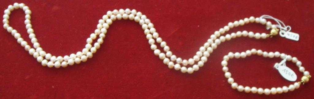 Collier 75 cm + Bracelet 19 cm NEUF perles de culture rosées, Neuf, Pierre ou Minéral, Enlèvement ou Envoi, Rose