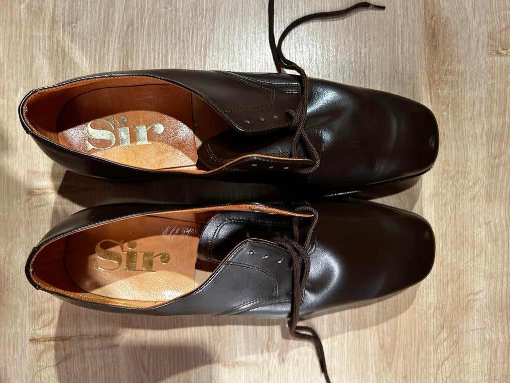 Lederen schoenen van het Belgisch leger, maat 45, Ophalen of Verzenden, Nieuw, Bruin, Veterschoenen