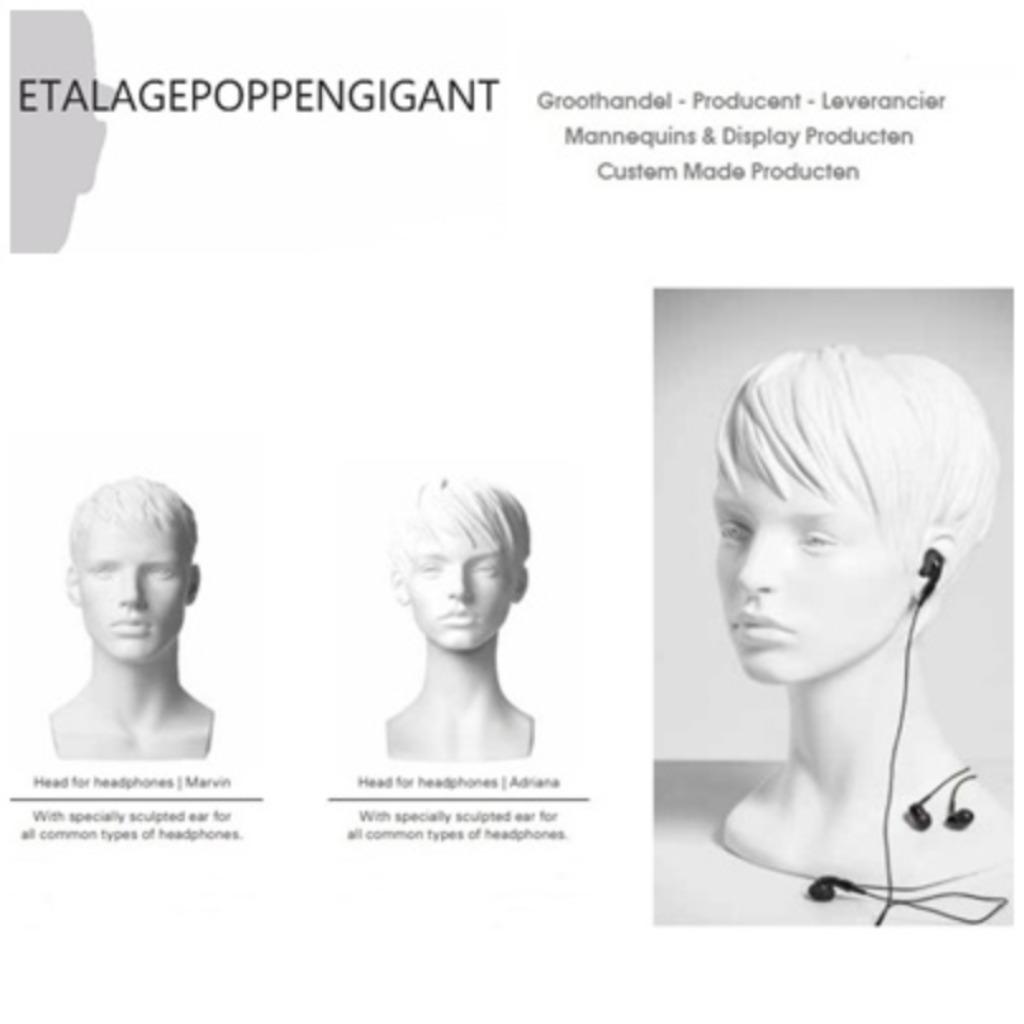 Presentatie Hoofden in Ear voor I Pads / of Oortjes EPG, Overige modellen, ETALAGEPOPPENGIGANT.NL, Wit, Nieuw