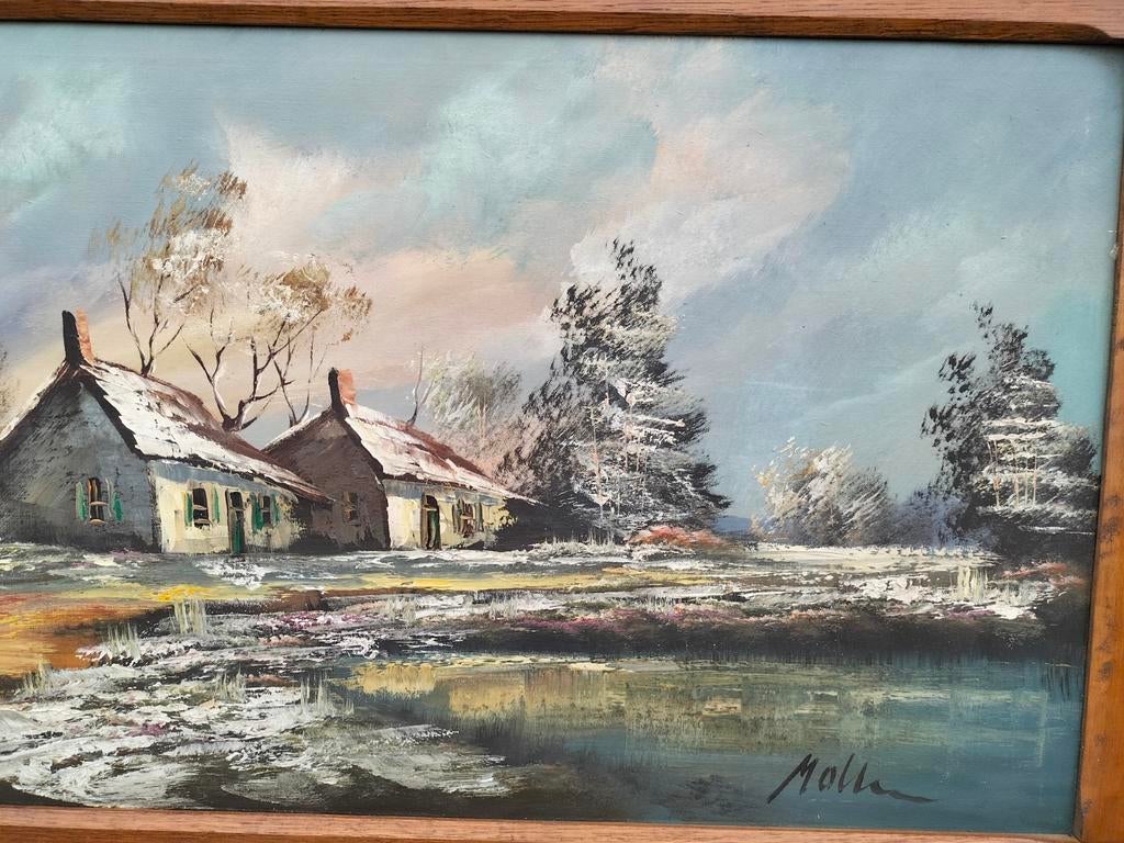 Huile sur toile – Paysage décoratif figuratif