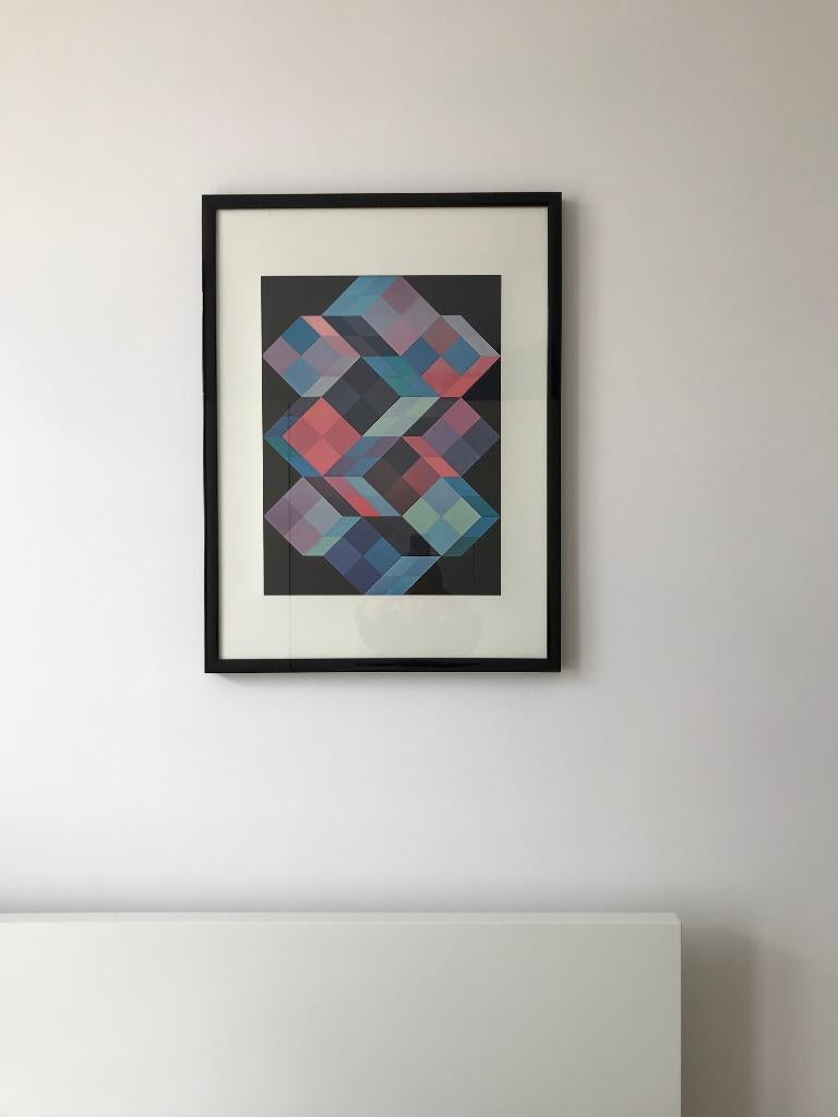 Lithographie Tridim K de Victor Vasarely, année 1968, Enlèvement