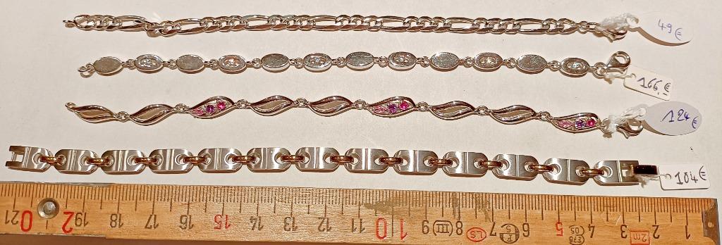 Bracelets articulés en argent ou bicolore + pierres NEUFS, Neuf, Enlèvement ou Envoi, Avec pierre précieuse, Argent