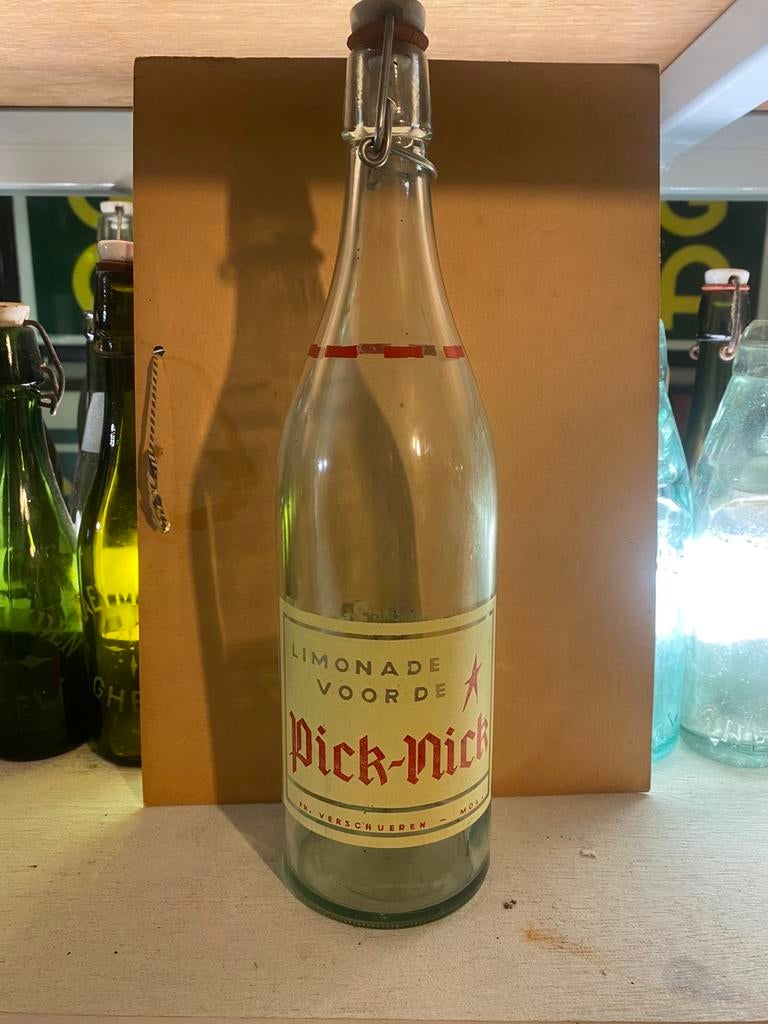 Grote fles frans verschuren mol moll pick-nick  limonade, Verzamelen, Ophalen, Zo goed als nieuw