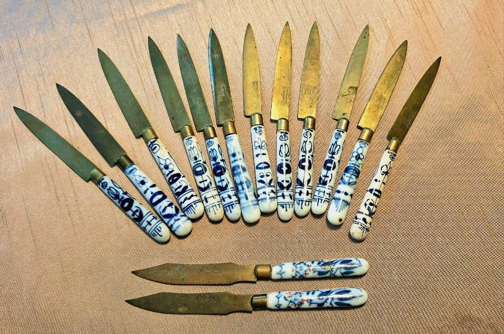 fruitmesjes Euchatias bronce met porseleinen heft, Ophalen of Verzenden