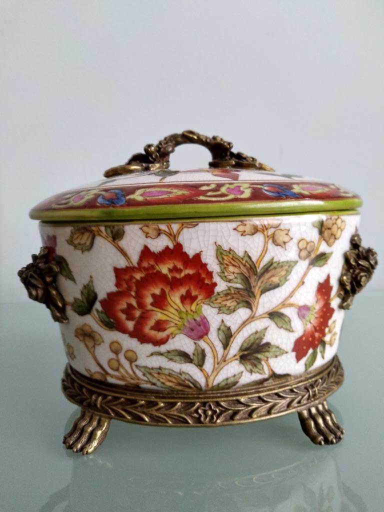 Chinese terrine in craquelé aardewerk en brons, Antiek en Kunst, Ophalen of Verzenden