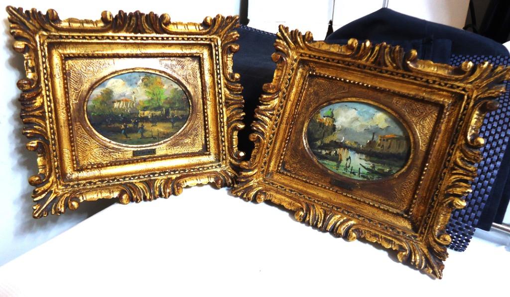 Peintures huile sur cuivre mini antiques Lucio Cargnel😍🕵️‍, Antiquités & Art, Enlèvement ou Envoi
