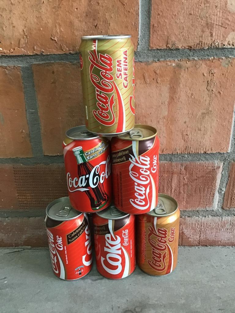 Coca-Cola blikjes 6st cafeïne vrije cola, Verzenden, Gebruikt, Verpakking