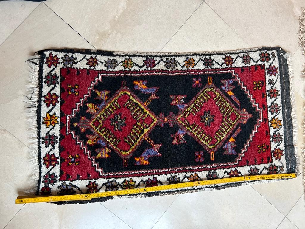 Ancien tapis noué main95cmx50, Maison & Meubles, 50 à 100 cm, Enlèvement, Utilisé, Rectangulaire