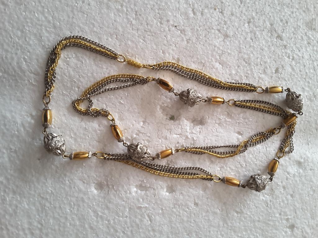 collier de fantaisie gris , or et argent 96 cm C96A, Bijoux, Sacs & Beauté, Colliers, Enlèvement ou Envoi, Neuf, Autres couleurs