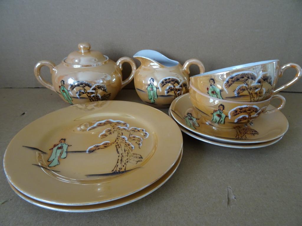 Service à thé japonais service à thé vintage avec assiettes, Service complet, Enlèvement ou Envoi, Comme neuf, Autres styles