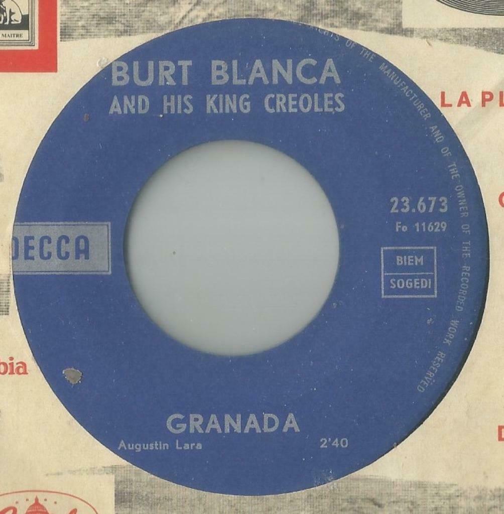 Burt Blanca & his King Creoles – Granada / Venez les filles, Enlèvement ou Envoi, Single, Utilisé, Pop
