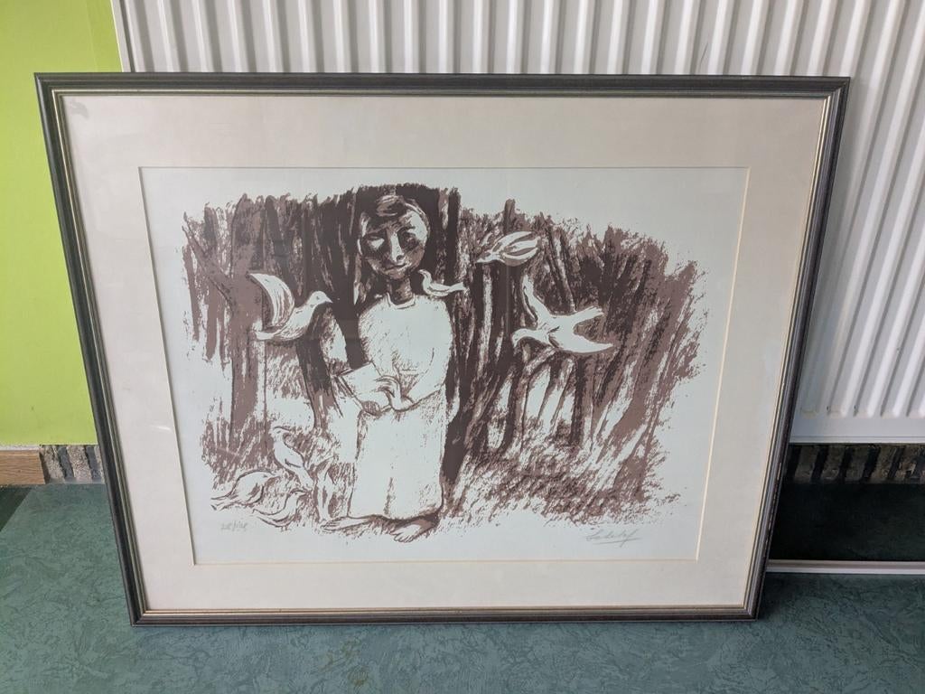 Maurice Schelck - lithographie - fille - encadrée, Enlèvement ou Envoi